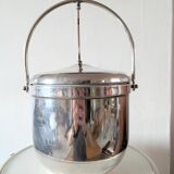 Sheffield Silver Ice Bucket in silver metal with hinged lid