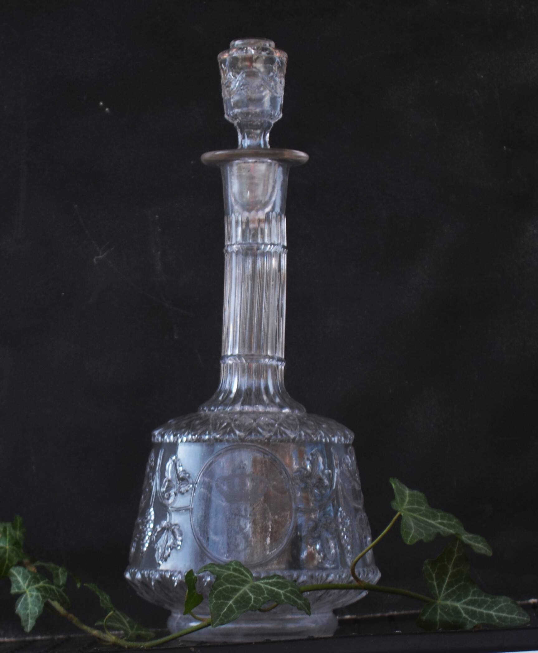 19th Century French Hand Blown Decanter with F letter engraved