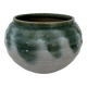 Green flamed stoneware pot