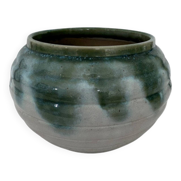 Pot en grès flammé vert