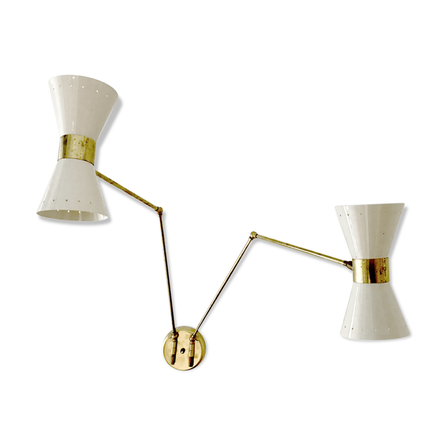 Wall mounted articulated 2-arm brass