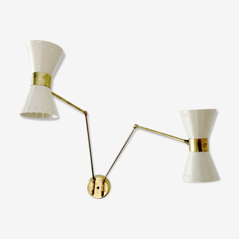 Wall mounted articulated 2-arm brass