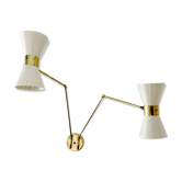 Wall mounted articulated 2-arm brass