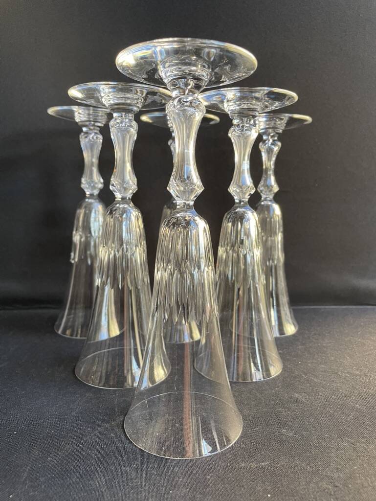 6 Saint Louis champagne flutes cut Lozère service stamped