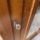 Vintage Parisian wardrobe with one mirrored door from the 60s in pine and wood