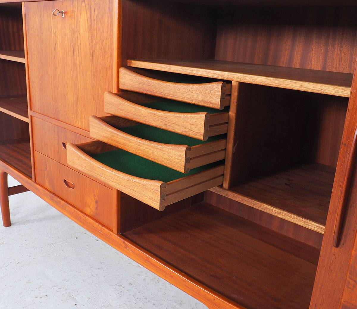 Danish Highboard with Tambour Doors, 1960s
