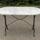 Oval marble and black steel bistro table for 4 people 120cm