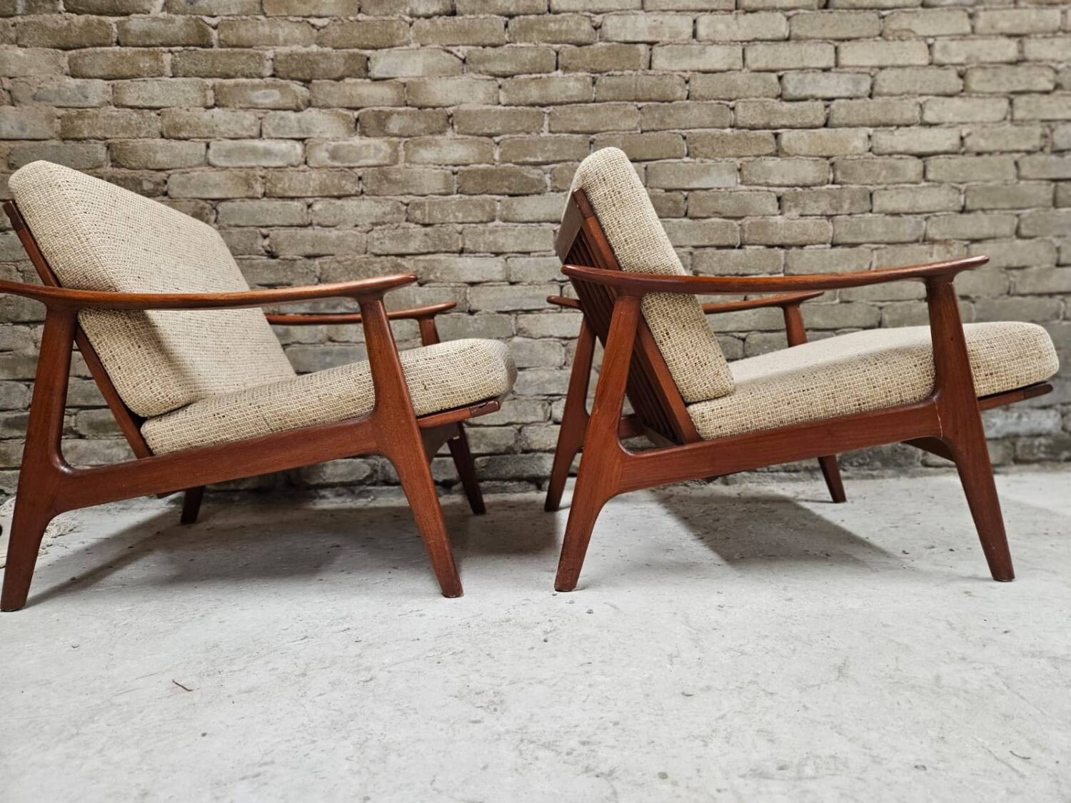 Pair of Scandinavian Danish teak armchairs 1960