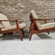 Pair of Scandinavian Danish teak armchairs 1960