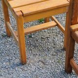 Set de 4 chaises des années 70 brutalistes en chêne
