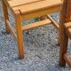 Set of 4 70s brutalist oak chairs