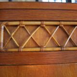 Wood and rattan secretary