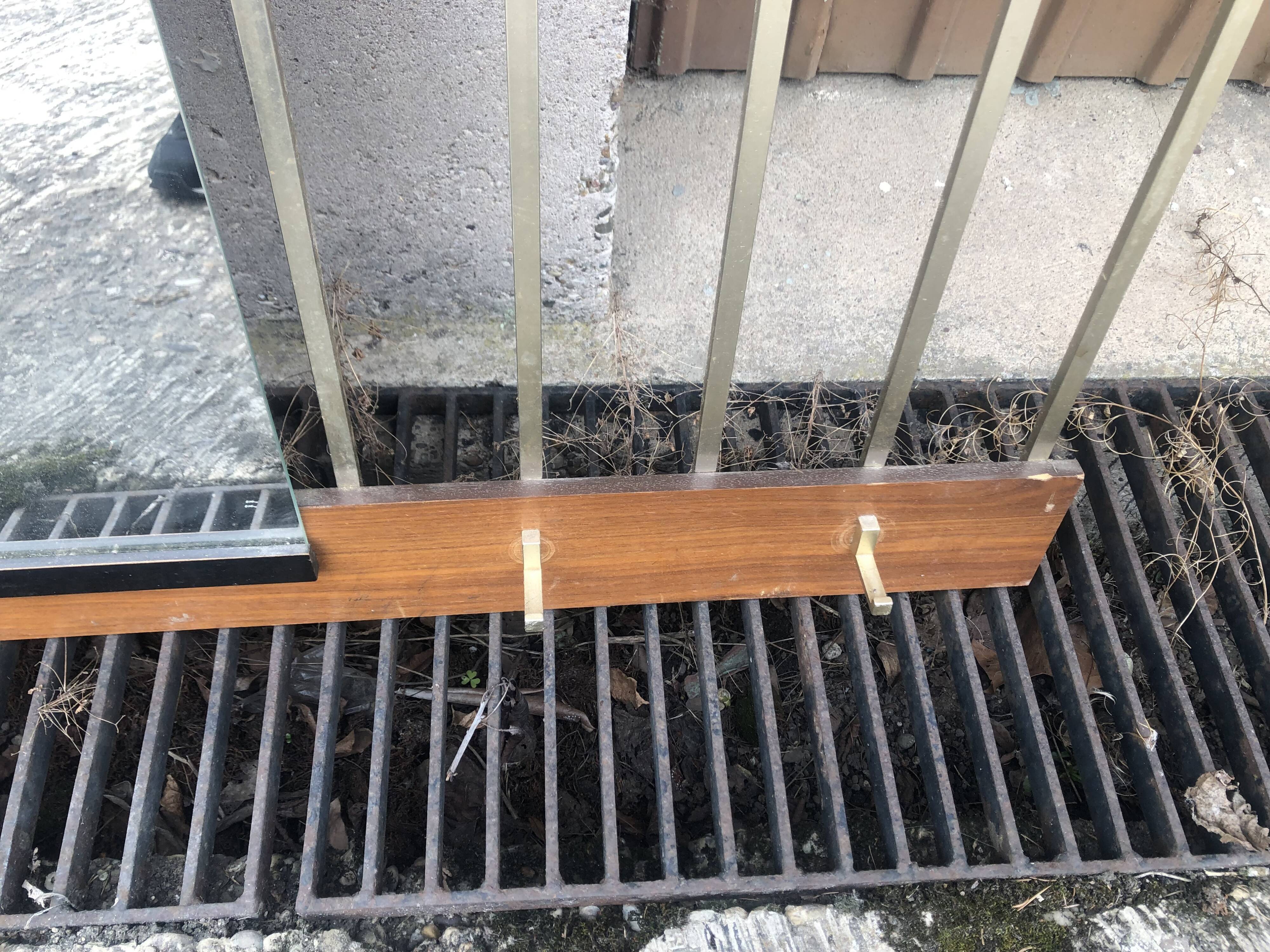 Hanging wall coat rack with vintage mirror 60s