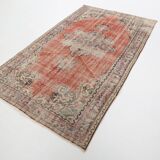 Tapis Vintage Corail Médaillon Patiné Chic, 143x235 Cm