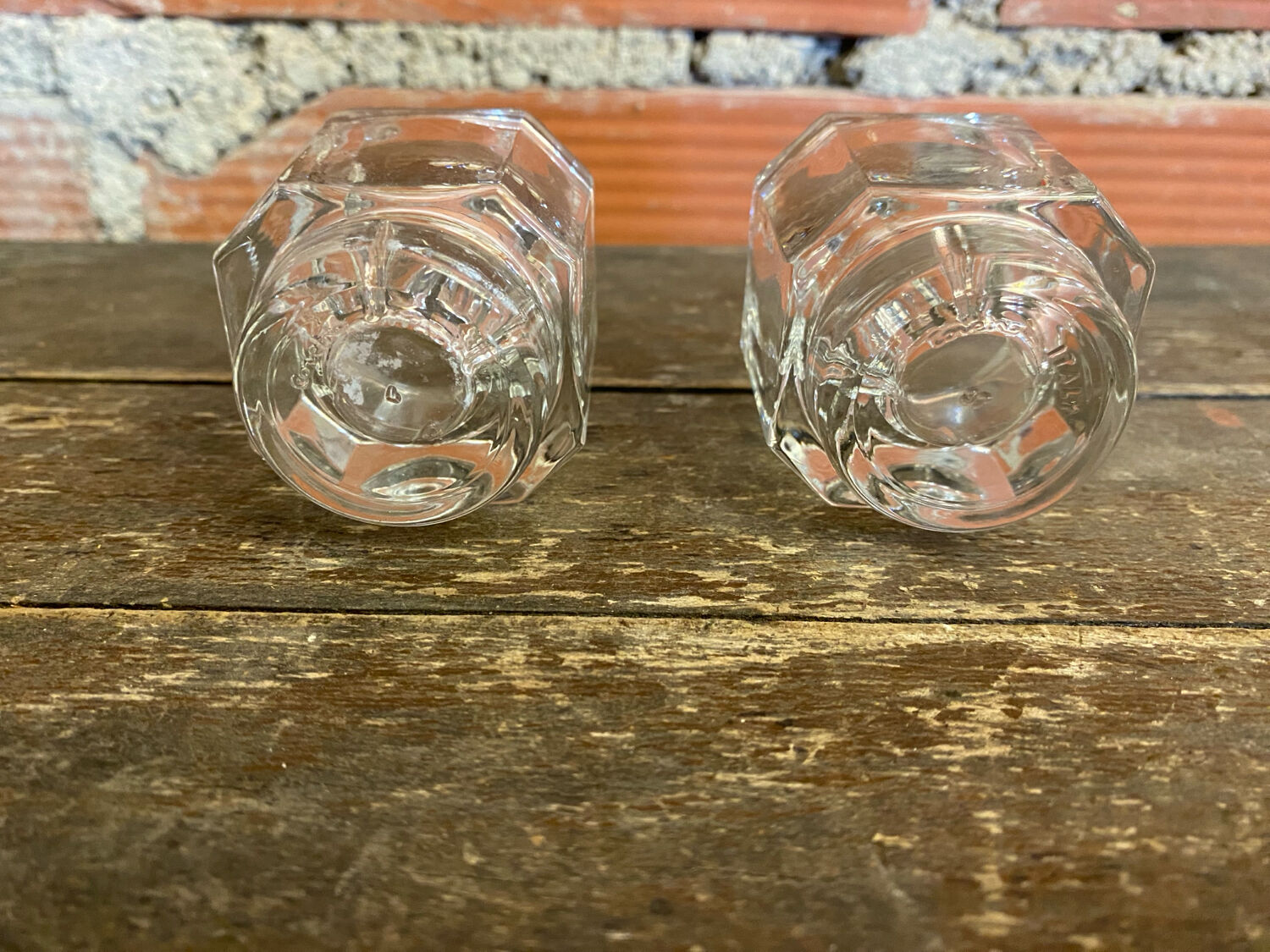 Pair of Antique Candle Holders COVETRO Design Moulded Glass Italy 60’s Vintage