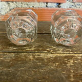 Pair of Antique Candle Holders COVETRO Design Moulded Glass Italy 60’s Vintage