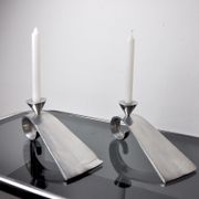 Pair of comma candlesticks by matthew hilton, England, 1980