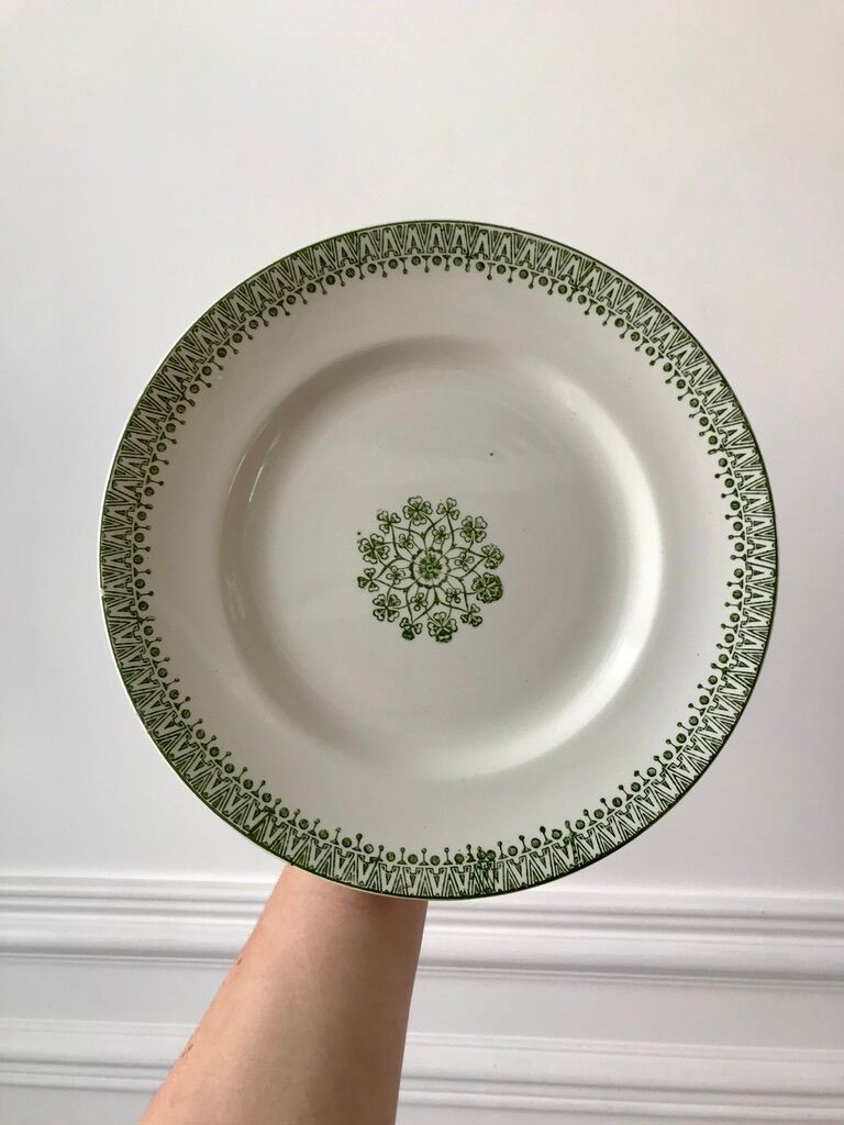 Pair of low compotiers terre de fer st amand green early twentieth century