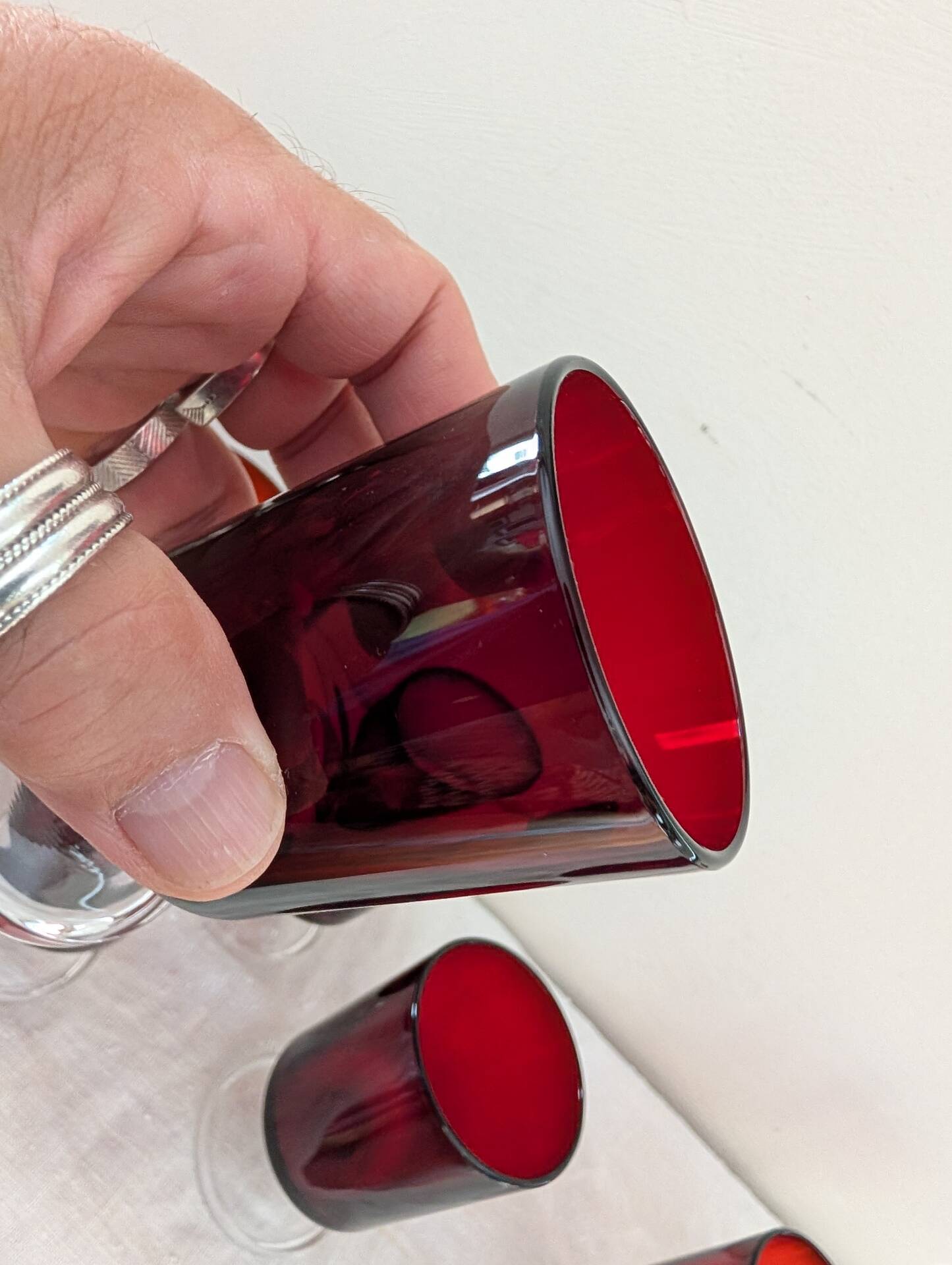 11 Luminarc amethyst glasses – France, 1970s