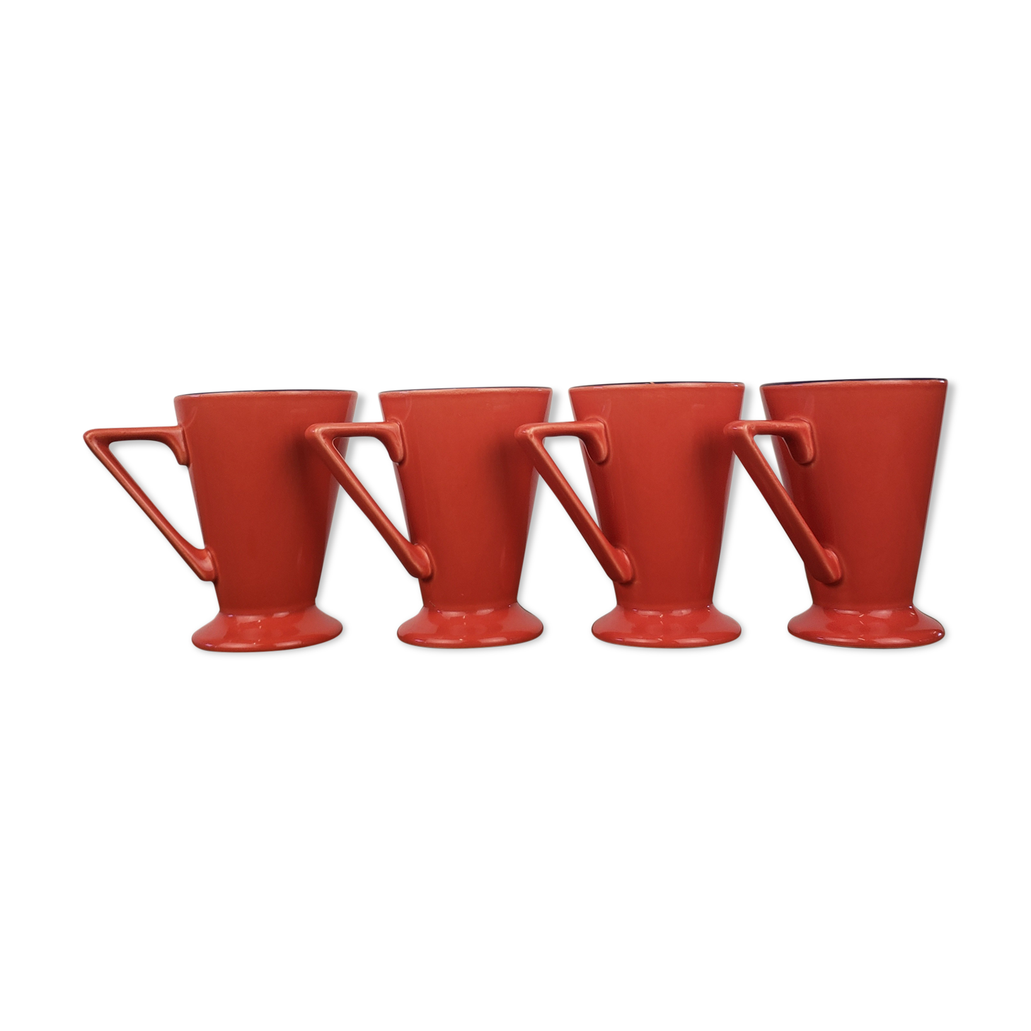 4 red ceramic mugs, Churchill England