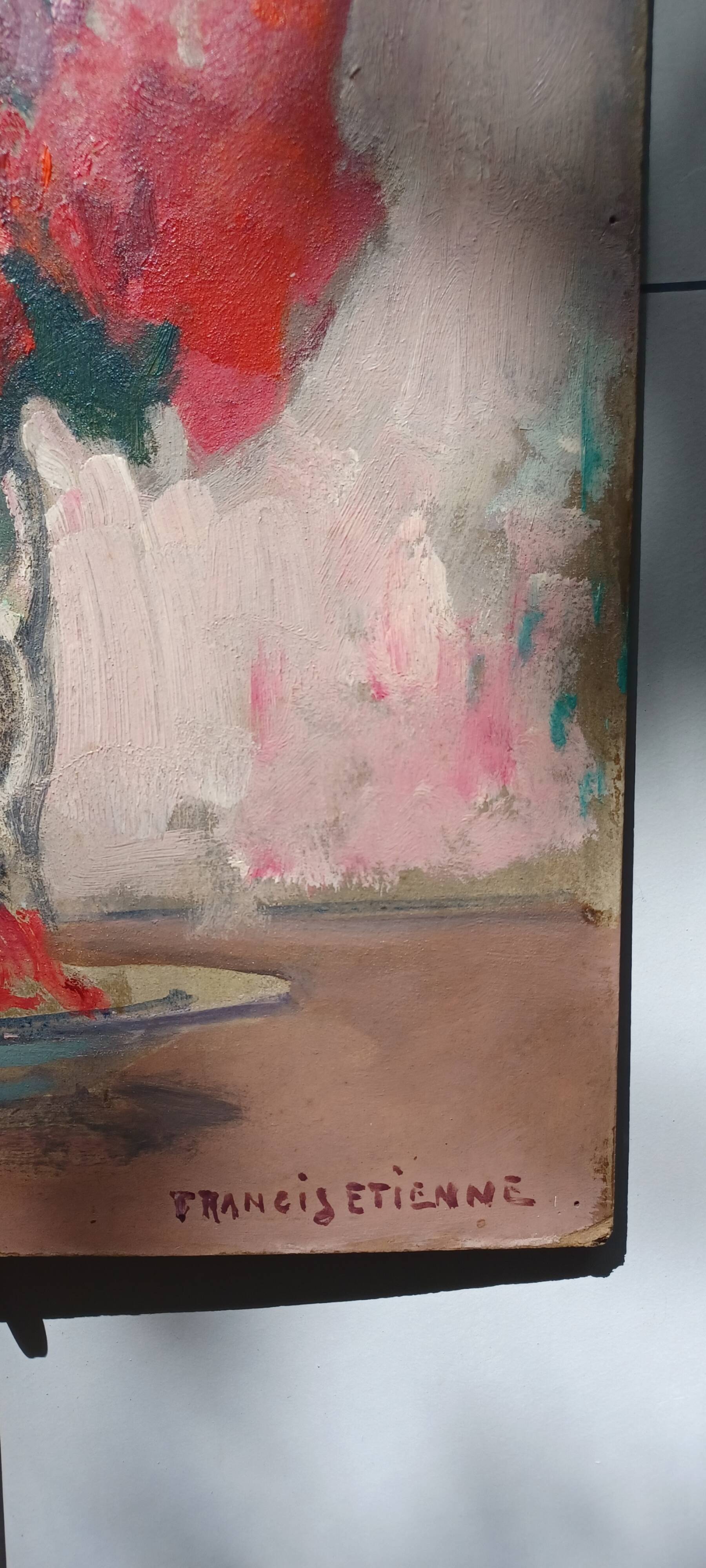 Tableau bouquet of red roses around 1940 by francis etienne