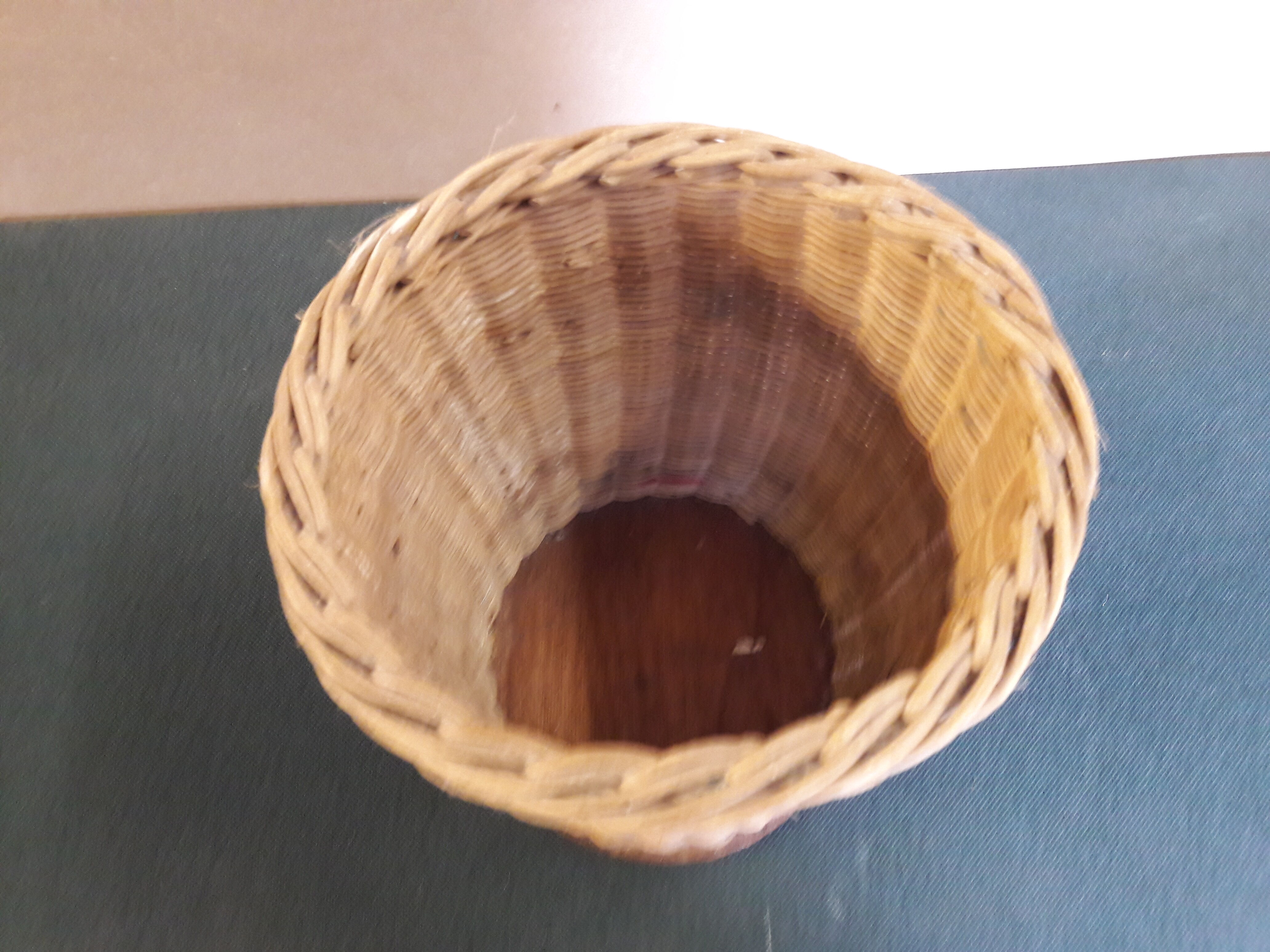 Wicker waste paper basket