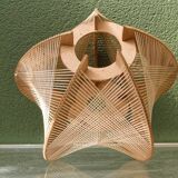 Scandinavian modernist wooden suspension with taut wires, 1960s.