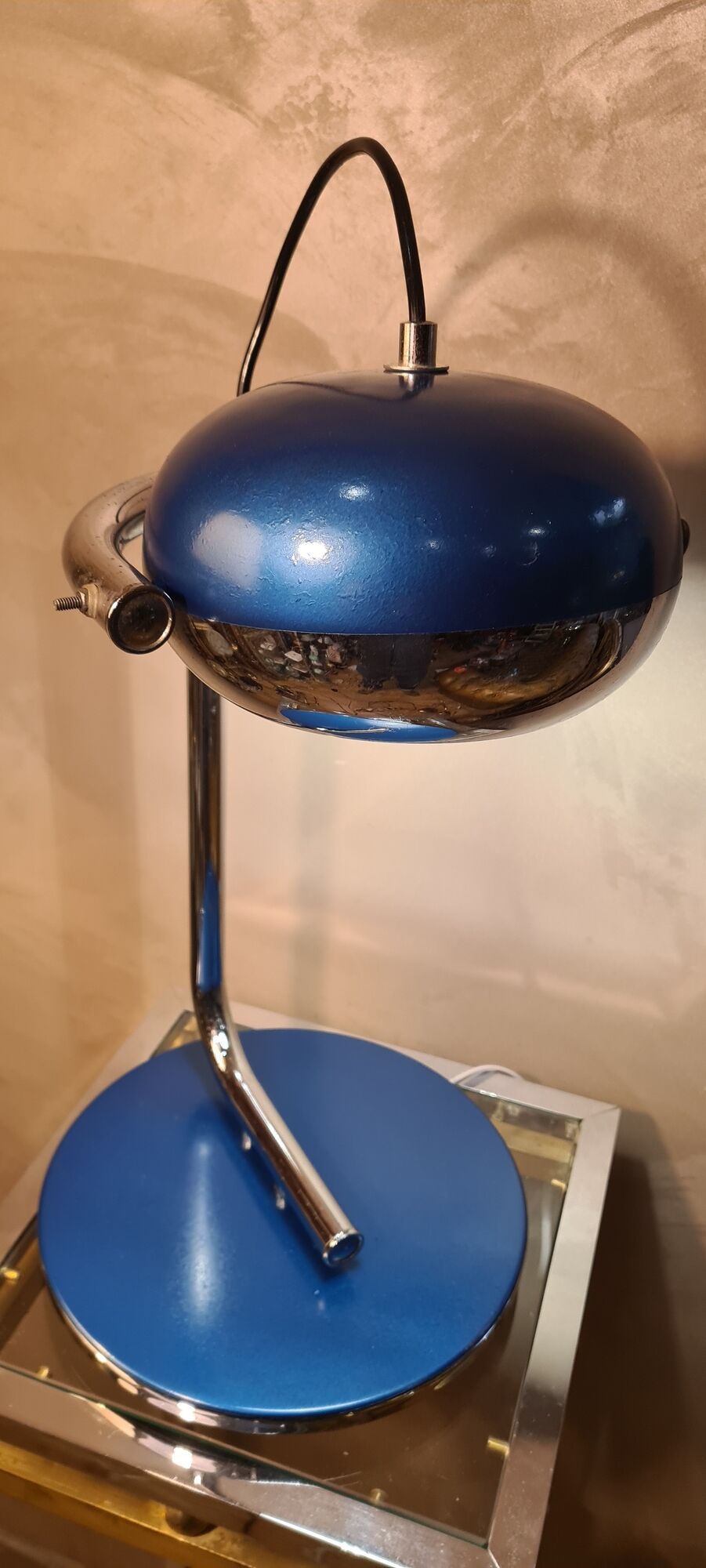 Lamp chrome and blue metal