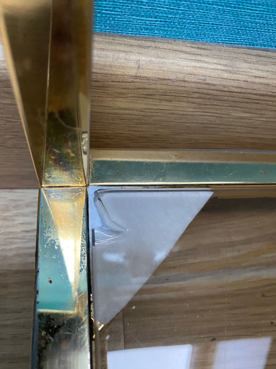 End of sofa 3 trays in smoked glass and brass-frame 70 year