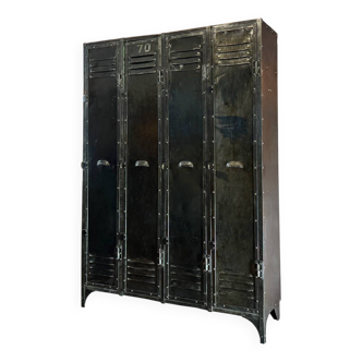 Vintage 1920s metal riveted industrial locker