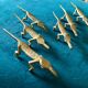 6 crocodile-shaped brass knife holders
