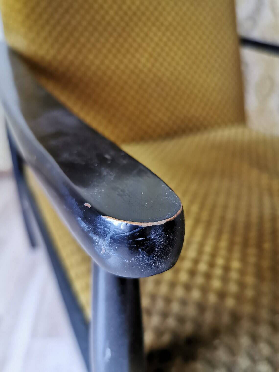 Vintage Yellow Fabric Armchair: Mid-Century Modern Lounge Chair