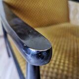 Vintage Yellow Fabric Armchair: Mid-Century Modern Lounge Chair