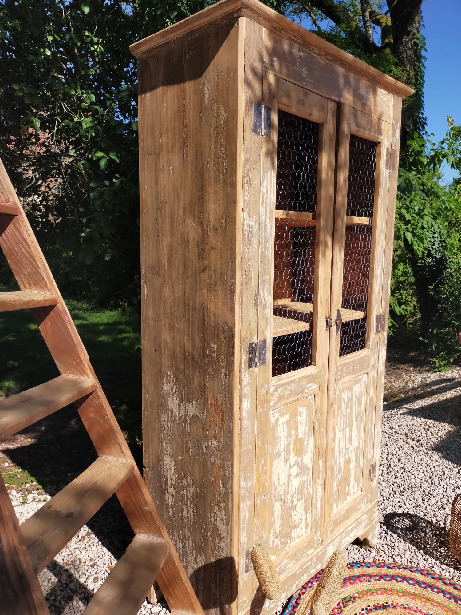 Renovated antique wooden wardrobe