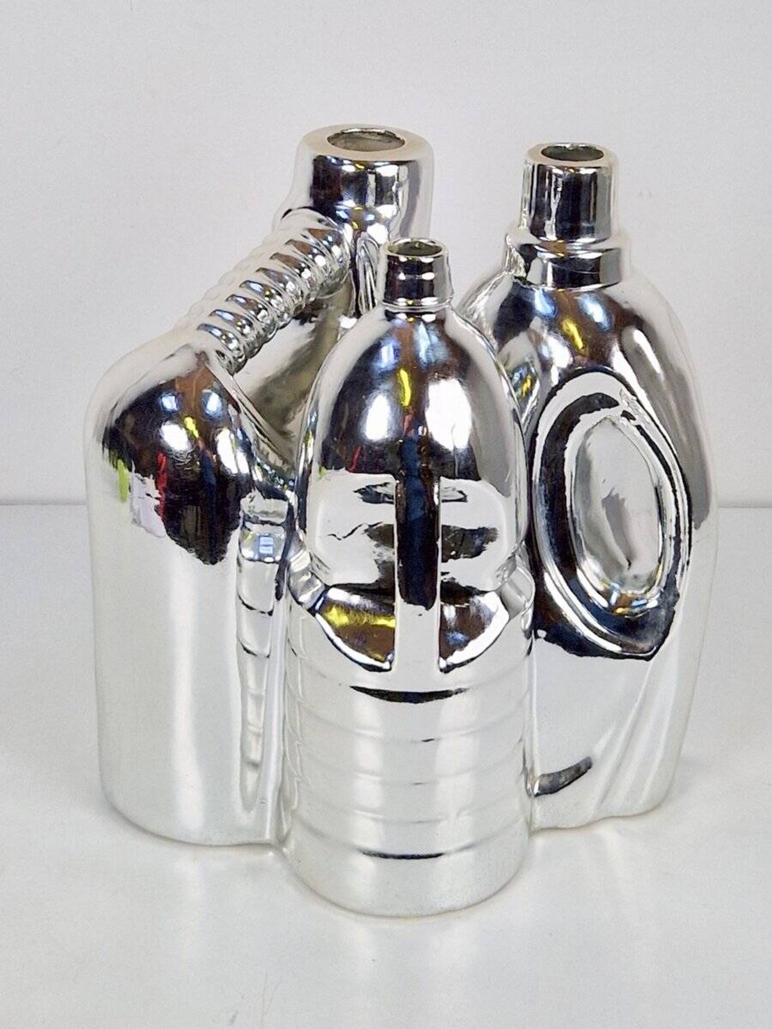 Silver Ceramic Vases and Cleaning Bottles from Pols Potten, 1990s, Set of 3