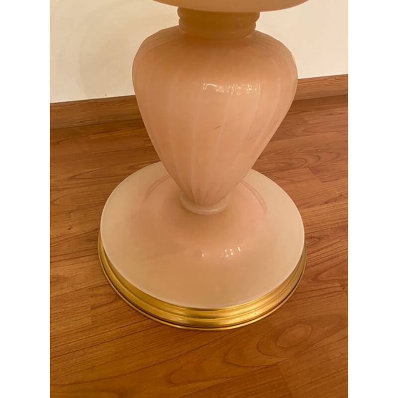 1990s Italian Venetian White and Gold Murano Glass Style Coffee Table in "Seta Color" and Gold