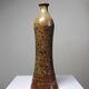 Tall bottle or soliflore in vintage handcrafted enamelled pyrite stoneware from the 60s and 70s