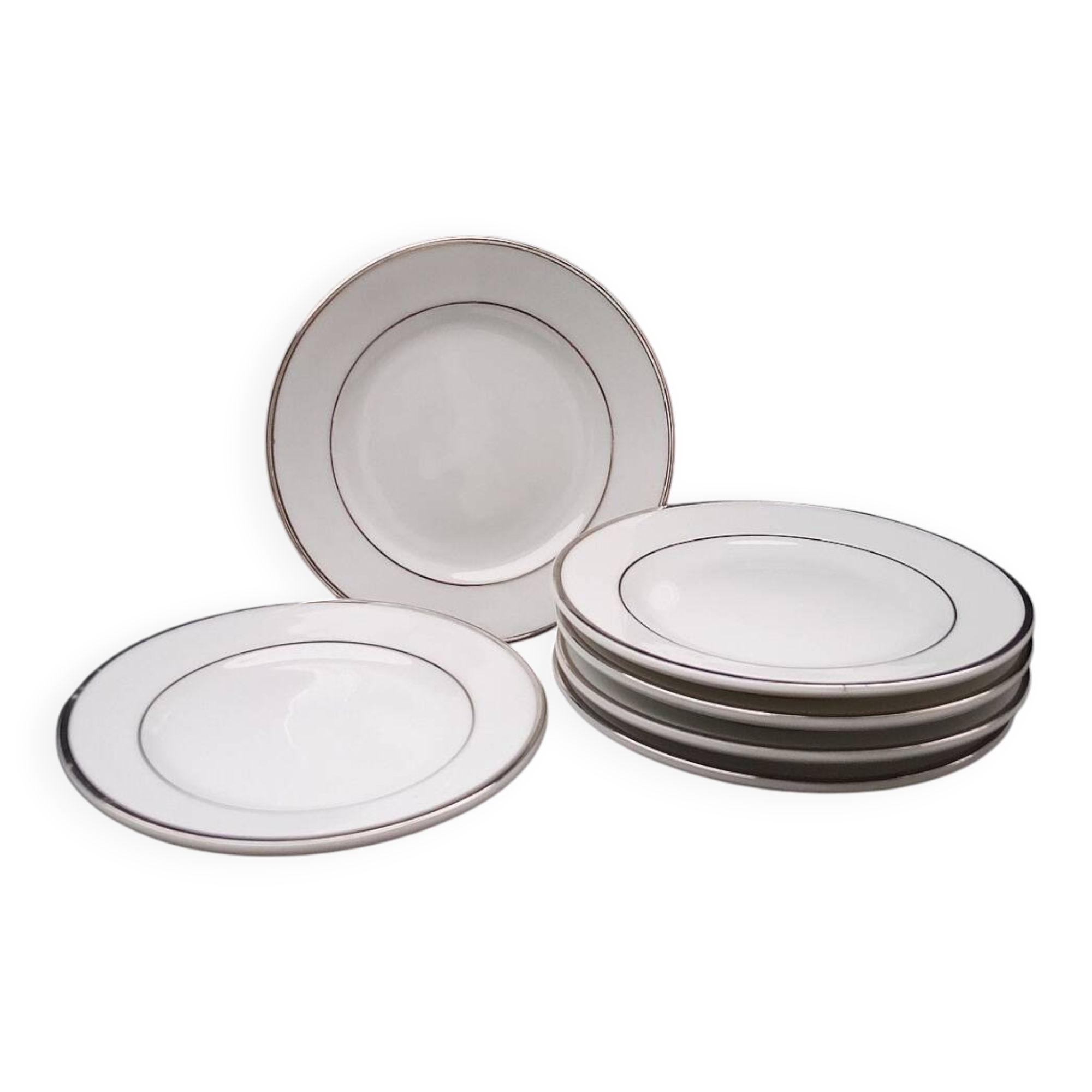 Vintage Vista Alegre Coimbra Dessert Plate Set of 6 Elegant Silver Rim