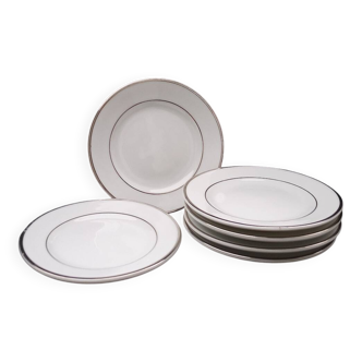 Vintage Vista Alegre Coimbra Dessert Plate Set of 6 Elegant Silver Rim