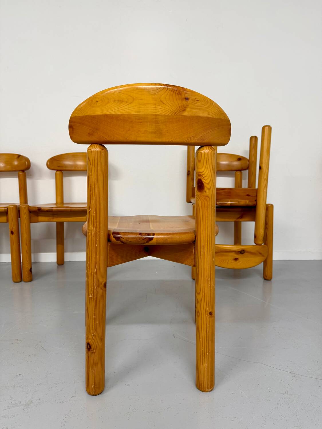 Set of 6 solid pine chairs, Scandinavian design, Reiner Daumiller