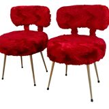Paire chaises moumoutes Pelfran 1970