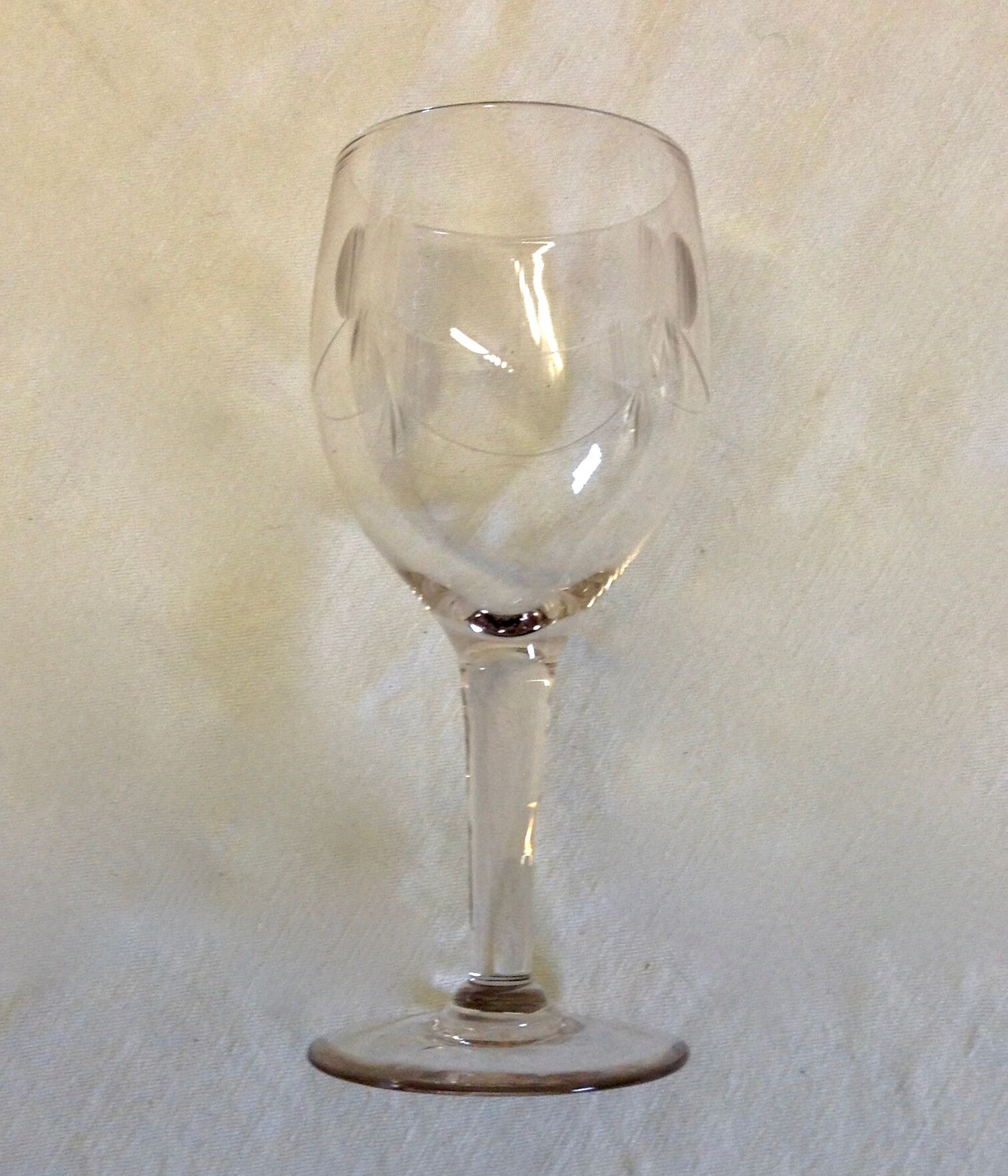 Set of 6 old glass carved Crystal