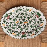 Oval dish 35cm green flowers