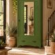 Renovated Art Deco Parisian wardrobe in khaki with original mirror.