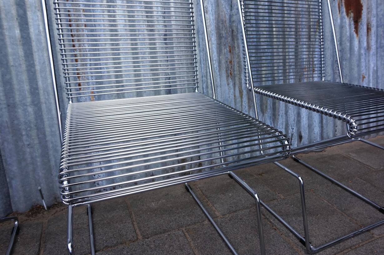 Set of 4 wire chairs, 1980s