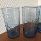 Set of 3 blue glasses with marine decor (anchor, rudder, sea)