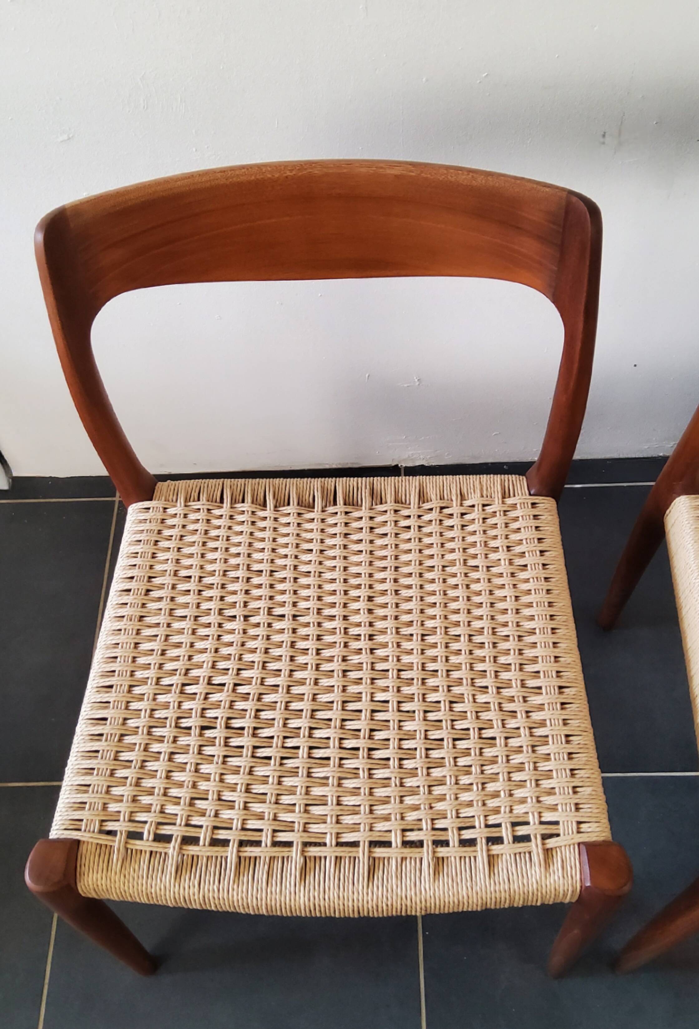 Danish dining chairs in wood and paper cord