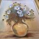 Painting of a bouquet of blue flowers, oil on canvas, signed.