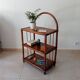 Vintage bamboo and rattan standing shelf