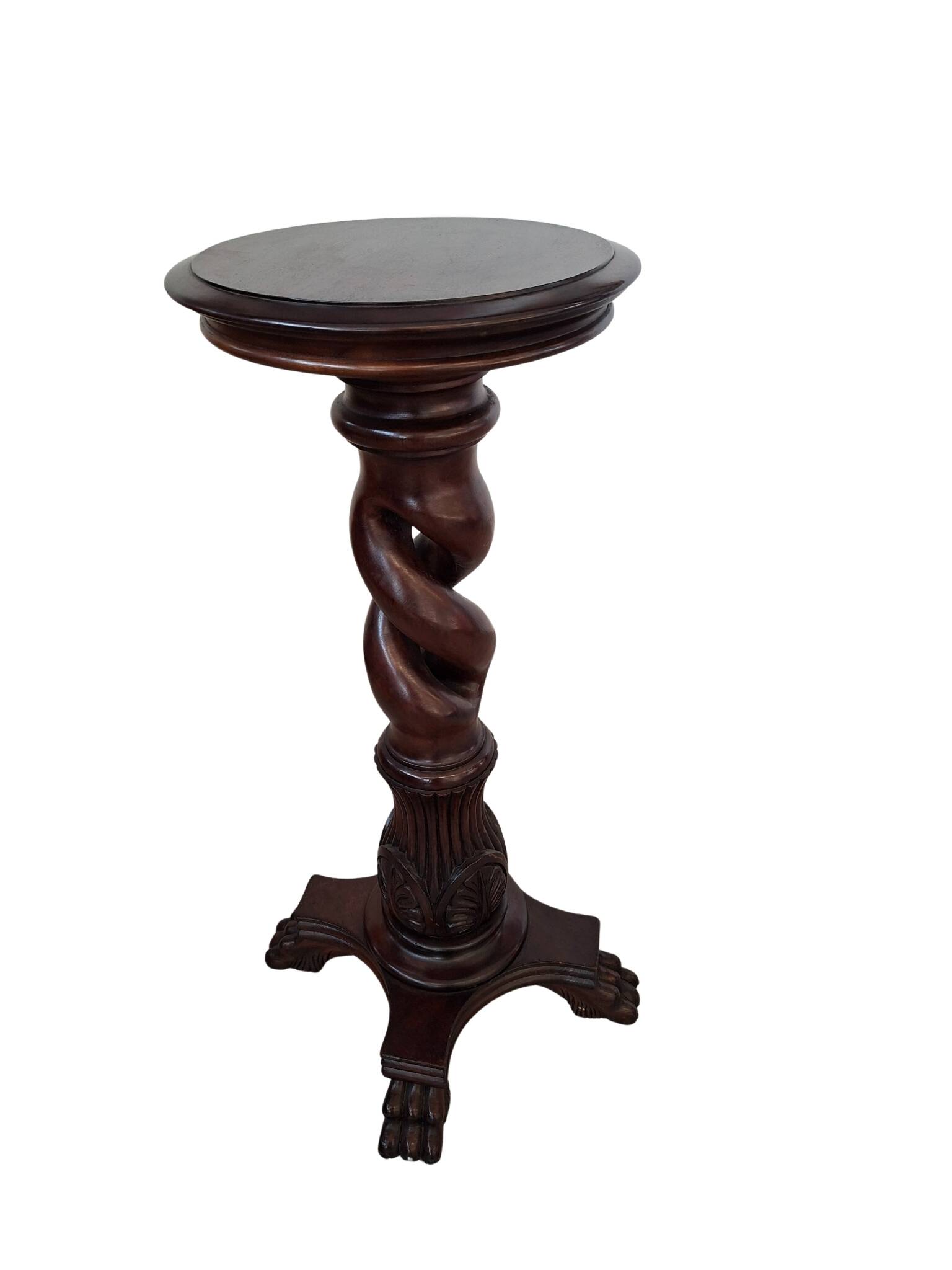 Elegante Colonna Porta-Piante/Busti in Mogano – Vintage Anni '60